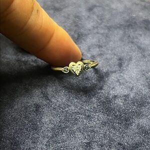 Zales Elegant Silver Heart Ring with Gem Accents